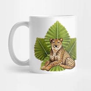 Cheetah on Taro Leaves Mug